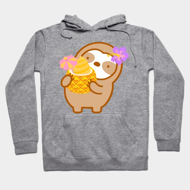 Cute Hawaiian Pineapple Soft Serve Sloth Hoodie by theslothinme